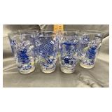 7 blue willow drinking glasses