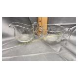 Etched crystal cream and sugar