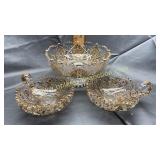 Pedestal bowl with matching candle holders