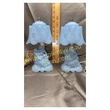 Pair of vintage blue night stand lamps lovers