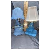 Vintage blue nightstand lamps- dancer and boy