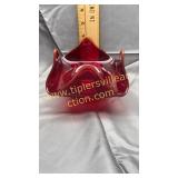 Amberina folded art glass bowl