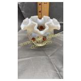 Fenton opalescent hand painted strawberry rose