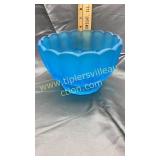 Blue satin fruit bowl