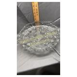 Heavy etched footed crystal bowl