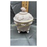 Pink milk glass candy dish