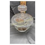 Crystal candy dish with gold tone decoration
