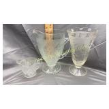 Iris and herringbone pitcher, vase and creamer