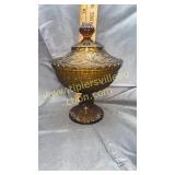 Amber glass candy dish