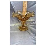 Amber glass compote