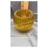 Yellow art glass crimped bowl