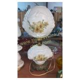 White lions head lamp with flowers