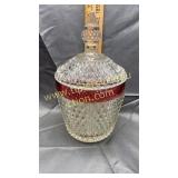 Cranberry and clear diamond point cracker jar