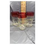 3 kings crown cranberry and clear tumblers