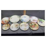 9 hand painted plates and saucers- Meito,