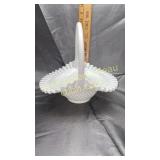 Fenton milk glass hobnail basket