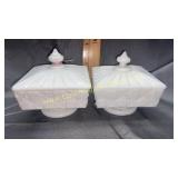 Pair of milk glass candy dishes