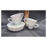 4 westmoreland milk glass grape pattern cups and