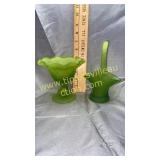 Green westmoreland satin glass candy stand and
