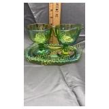 Green carnival cream and sugar set
