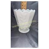 Heavy milk glass grape pattern vase