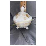 Westmoreland milk glass grape pattern candy dish