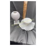 Milk glass bowl and bowl stand vase