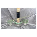 Green stripe decanter and cream/sugar