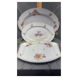 3 vintage floral platters