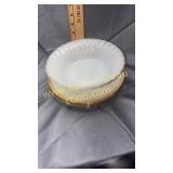 5pcs swirl fireking dishes with gold trim