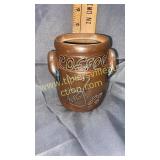 Brown pottery coffee crock