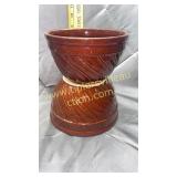 2 brown stoneware mixing bowls