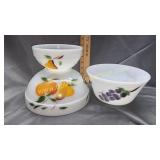 3 hand painted fireking bowls