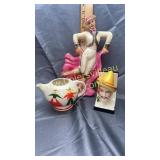 Vintage chalk matador, teapot no lid and bookend