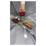 Vintage butterfly glass and fondue forks