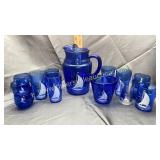 Vintage cobalt water set with extras