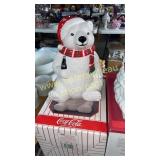Coca-Cola polar bear Santa hat cookie jar