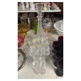 Tall heavy crystal decanter with 14 different
