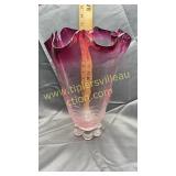 Rossi glass cranberry and clear art glass vase