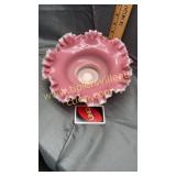 Pink art glass ruffle bowl