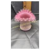 Fenton silvercrest pink cased hat vase