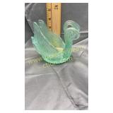 Green iridescent double swan