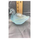 Blue satin glass swan