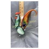 Art glass rooster  tall tail