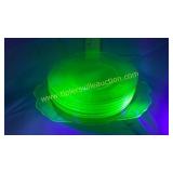 Green Vaseline plates and platter-2 are yellow