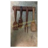 Wood utensil wall hanger