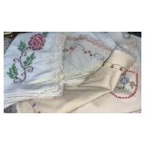 Group of needle work and hand done linens