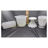 4pcs milk glass