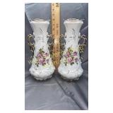 Pair of hand painted vases