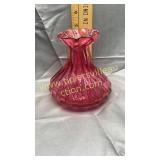 Cranberry art glass bottle vase